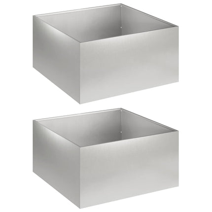 Trädgårdsplanterare 2 st Silver 40 x 40 x 30 cm Rostfritt stål