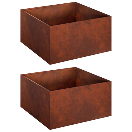 Trädgårdsplanterare 2 st Rostig 60 x 60 x 30 cm