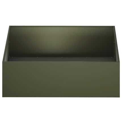 Trädgårdsplanterare Olivgrön 100 x 100 x 30 cm Kallvalsat stål