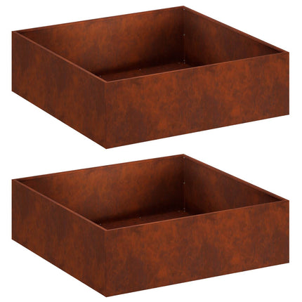 Trädgårdsplanterare 2 st Rostig 100 x 100 x 30 cm