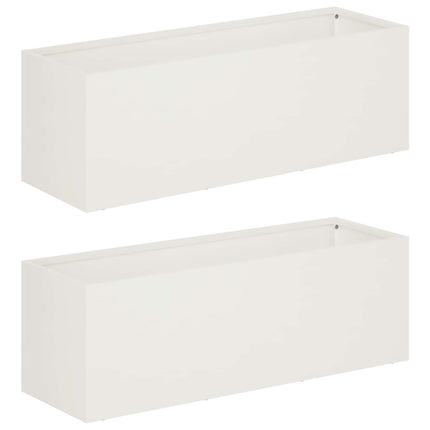 Trädgårdsplanterare 2 st Vit 40 x 20 x 20 cm Kallvalsat stål