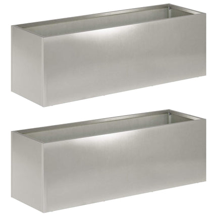 Trädgårdsplanterare 2 st Silver 40 x 20 x 20 cm Rostfritt stål