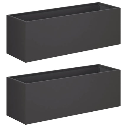 Trädgårdsplanterare 2 st Svart 60 x 20 x 20 cm Kallvalsat stål