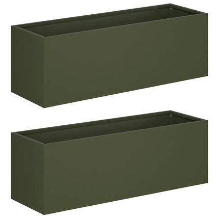 Trädgårdsplanterare 2 st Olivgrön 60 x 20 x 20 cm