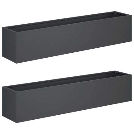 Trädgårdsplanterare 2 st Antracit 80 x 20 x 20 cm