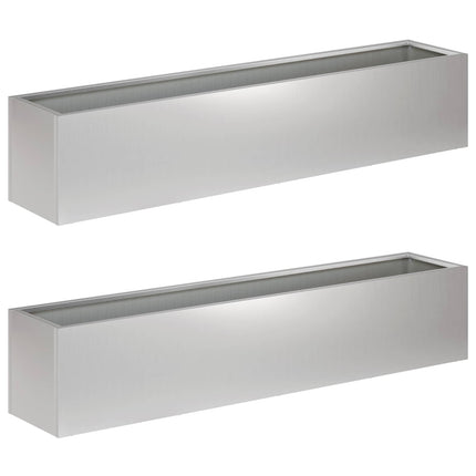 Trädgårdsplanterare 2 st Silver 80 x 20 x 20 cm