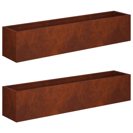 Trädgårdsplanterare 2 st Rostig 80 x 20 x 20 cm