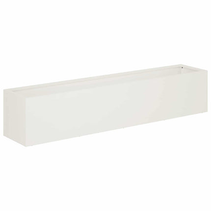 Trädgårdsplanterare 2 st Vit 100 x 20 x 20 cm Kallvalsat stål