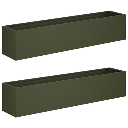 Trädgårdsplanterare 2 st Olivgrön 100 x 20 x 20 cm