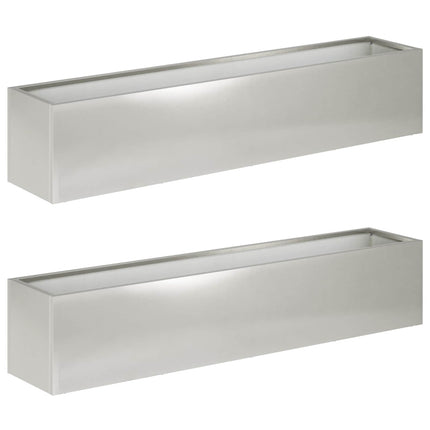 Trädgårdsplanterare 2 st Silver 100 x 20 x 20 cm Rostfritt stål