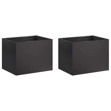 Trädgårdsplanterare 2 st Svart 40 x 30 x 30 cm Kallvalsat stål