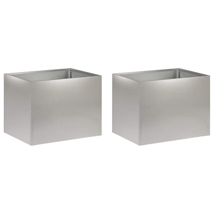 Trädgårdsplanterare 2 st Silver 40 x 30 x 30 cm Rostfritt stål
