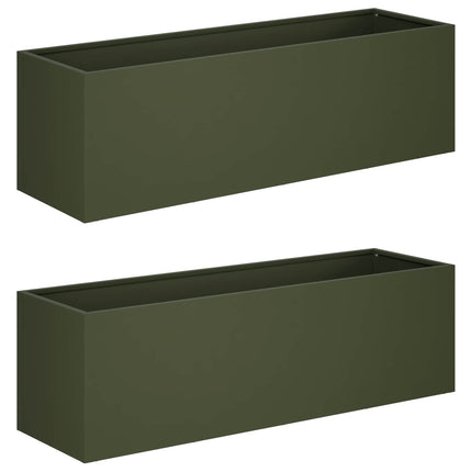 Trädgårdsplanterare 2 st Olivgrön 80 x 30 x 30 cm