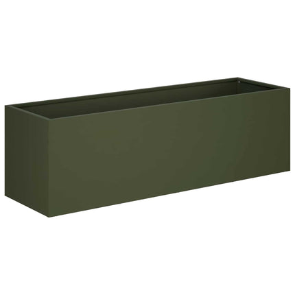 Trädgårdsplanterare Olivgrön 100 x 30 x 30 cm Kallvalsat stål