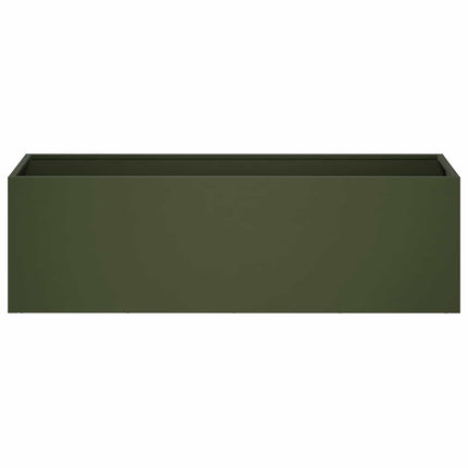 Trädgårdsplanterare Olivgrön 100 x 30 x 30 cm Kallvalsat stål