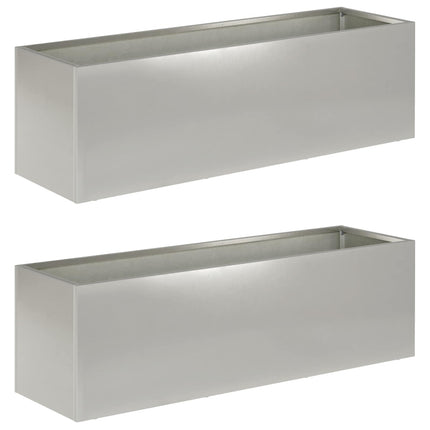 Trädgårdsplanterare 2 st Silver 100 x 30 x 30 cm Rostfritt stål
