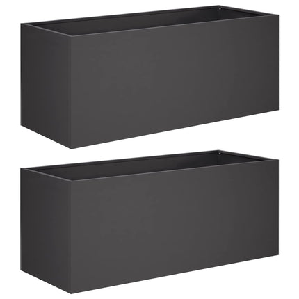 Trädgårdsplanterare 2 st Svart 80 x 40 x 40 cm Kallvalsat stål