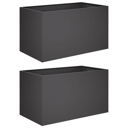 Trädgårdsplanterare 2 st Svart 100 x 50 x 50 cm Kallvalsat stål