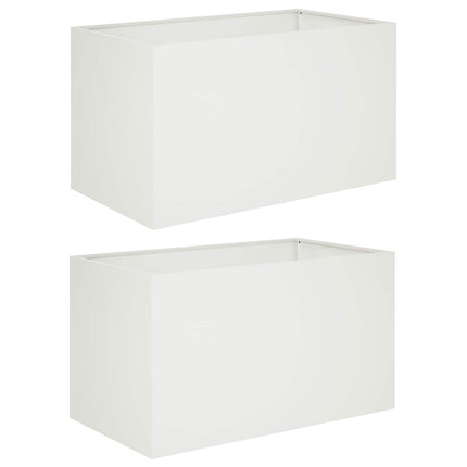 Trädgårdsplanterare 2 st Vit 100 x 50 x 50 cm Kallvalsat stål