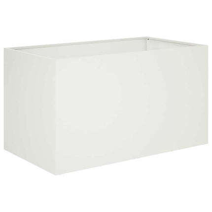 Trädgårdsplanterare 2 st Vit 100 x 50 x 50 cm Kallvalsat stål