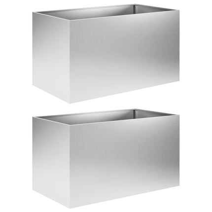 Trädgårdsplanterare 2 st Silver 100 x 50 x 50 cm
