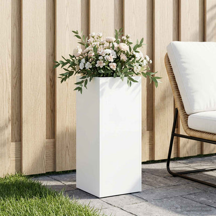 Trädgårdsplanterare Vit 20 x 20 x 50 cm Kallvalsat stål