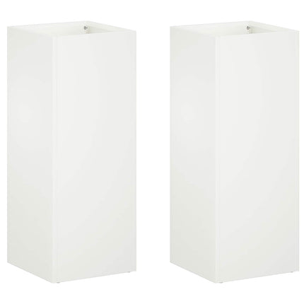 Trädgårdsplanterare 2 st Vit 20 x 20 x 50 cm Kallvalsat stål