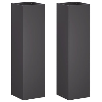 Trädgårdsplanterare 2 st Svart 20 x 20 x 75 cm Kallvalsat stål