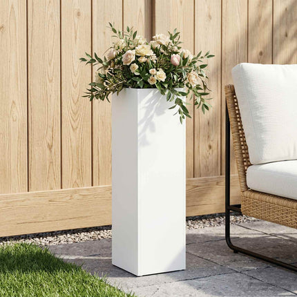 Trädgårdsplanterare Vit 20 x 20 x 75 cm Kallvalsat stål