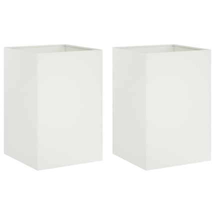 Trädgårdsplanterare 2 st Vit 50 x 50 x 75 cm Kallvalsat stål