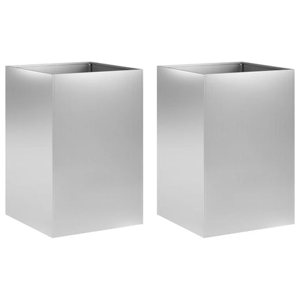 Trädgårdsplanterare 2 st Silver 50 x 50 x 75 cm