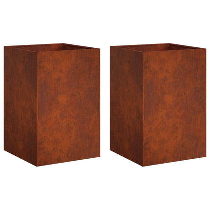 Trädgårdsplanterare 2 st Rostig 50 x 50 x 75 cm