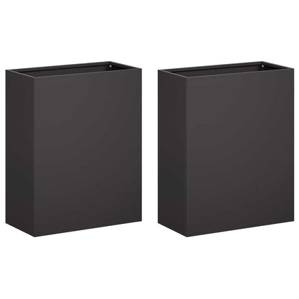 Trädgårdsplanterare 2 st Svart 40 x 20 x 40 cm Kallvalsat stål