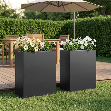 Trädgårdsplanterare 2 st Svart 40 x 20 x 50 cm Kallvalsat stål