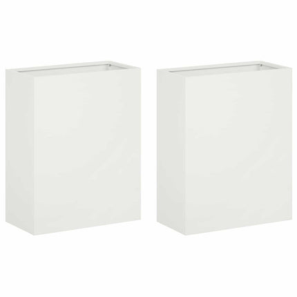 Trädgårdsplanterare 2 st Vit 40 x 20 x 50 cm Kallvalsat stål