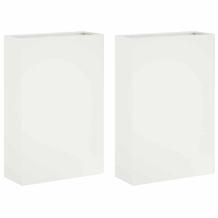Trädgårdsplanterare 2 st Vit 40 x 20 x 75 cm Kallvalsat stål