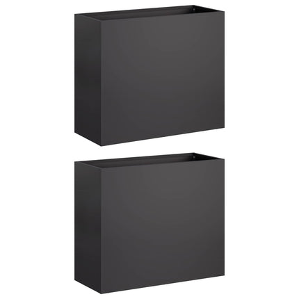 Trädgårdsplanterare 2 st Svart 50 x 20 x 40 cm Kallvalsat stål