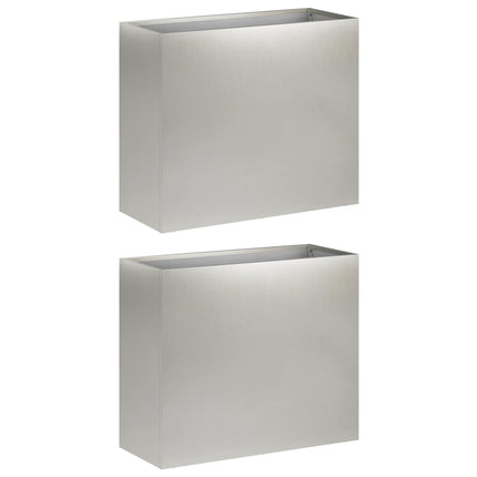 Trädgårdsplanterare 2 st Silver 50 x 20 x 40 cm Rostfritt stål