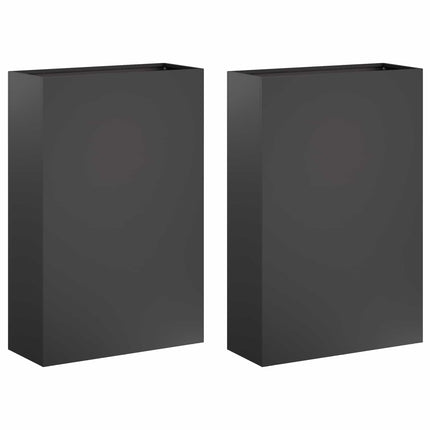 Trädgårdsplanterare 2 st Svart 50 x 20 x 75 cm Kallvalsat stål