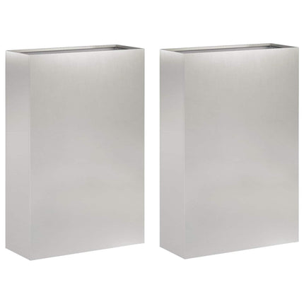 Trädgårdsplanterare 2 st Silver 50 x 20 x 75 cm Rostfritt stål