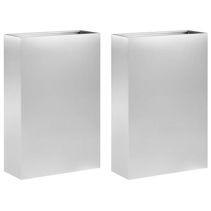 Trädgårdsplanterare 2 st Silver 50 x 20 x 75 cm