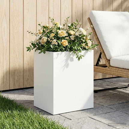 Trädgårdsplanterare Vit 40 x 30 x 40 cm Kallvalsat stål