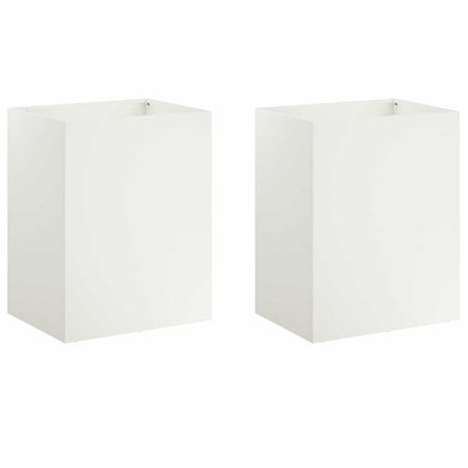 Trädgårdsplanterare 2 st Vit 40 x 30 x 40 cm Kallvalsat stål