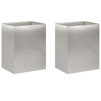 Trädgårdsplanterare 2 st Silver 40 x 30 x 40 cm Rostfritt stål