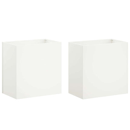 Trädgårdsplanterare 2 st Vit 50 x 30 x 40 cm Kallvalsat stål