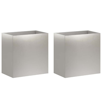 Trädgårdsplanterare 2 st Silver 50 x 30 x 40 cm Rostfritt stål