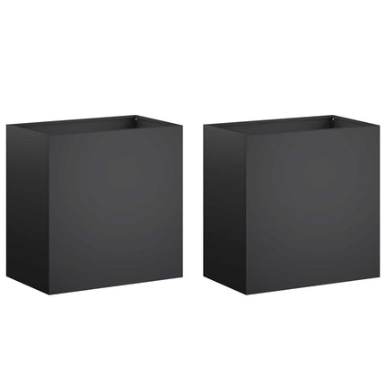 Trädgårdsplanterare 2 st Svart 50 x 30 x 50 cm Kallvalsat stål