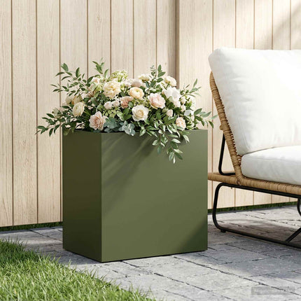 Trädgårdsplanterare Olivgrön 50 x 30 x 50 cm Kallvalsat stål