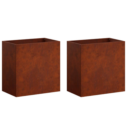 Trädgårdsplanterare 2 st Rostig 50 x 30 x 50 cm