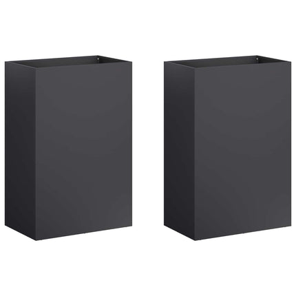 Trädgårdsplanterare 2 st Svart 50 x 30 x 75 cm Kallvalsat stål